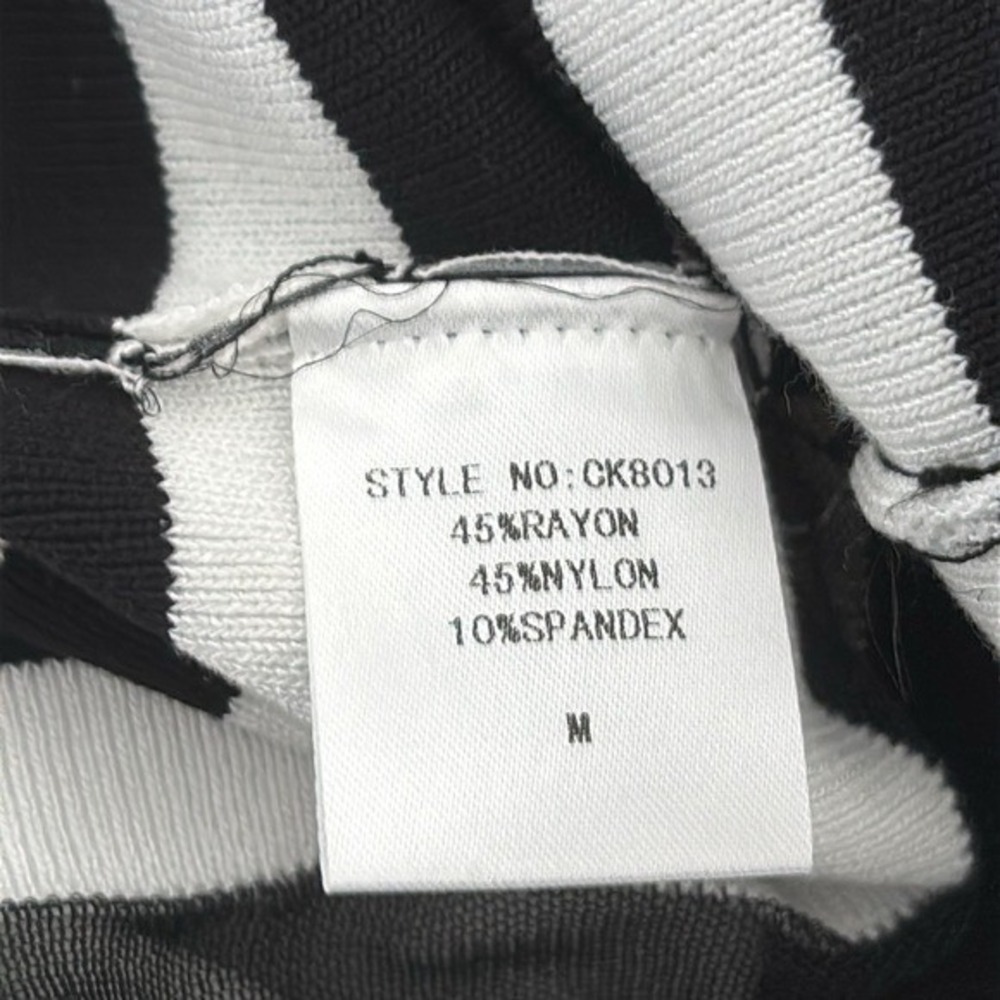 NWT Mesh Panel Dress M Y2K Black White Striped Bodycon Festival Streetwear Glam - Picture 7 of 16